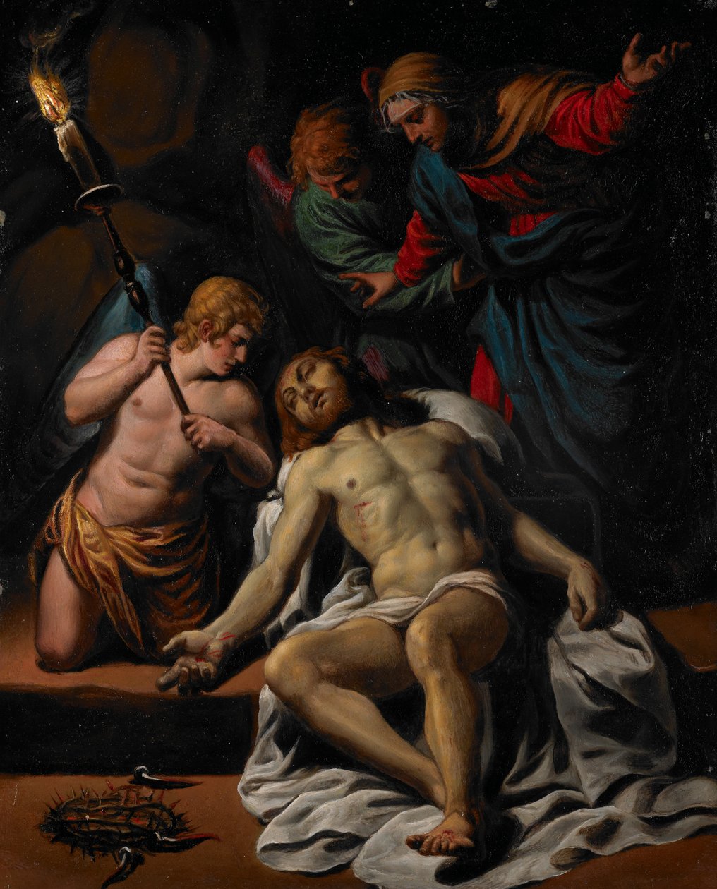 La lamentación, c.1617 (óleo, realzado en oro, sobre cobre) de Alessandro Turchi