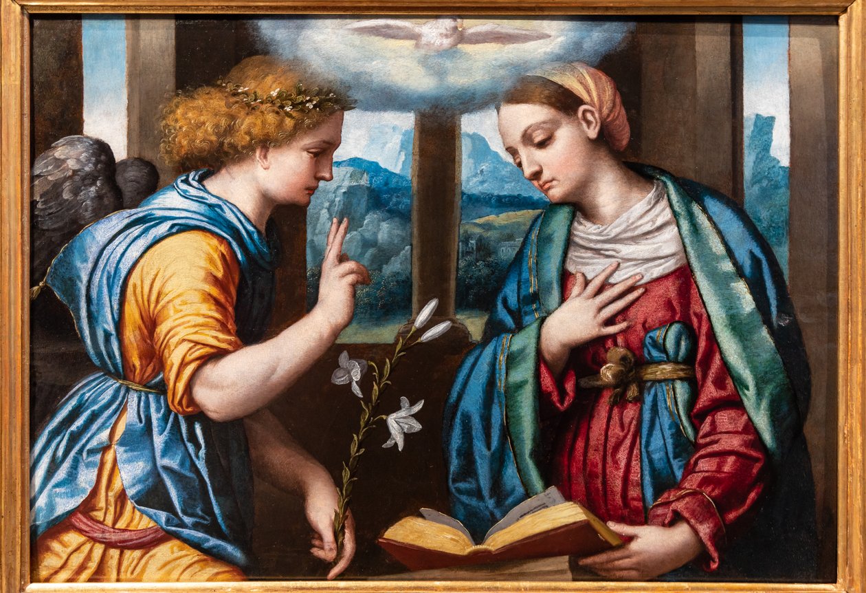 Anunciación, c.1535-40 (óleo sobre tabla) de Alessandro Bonvicino Moretto