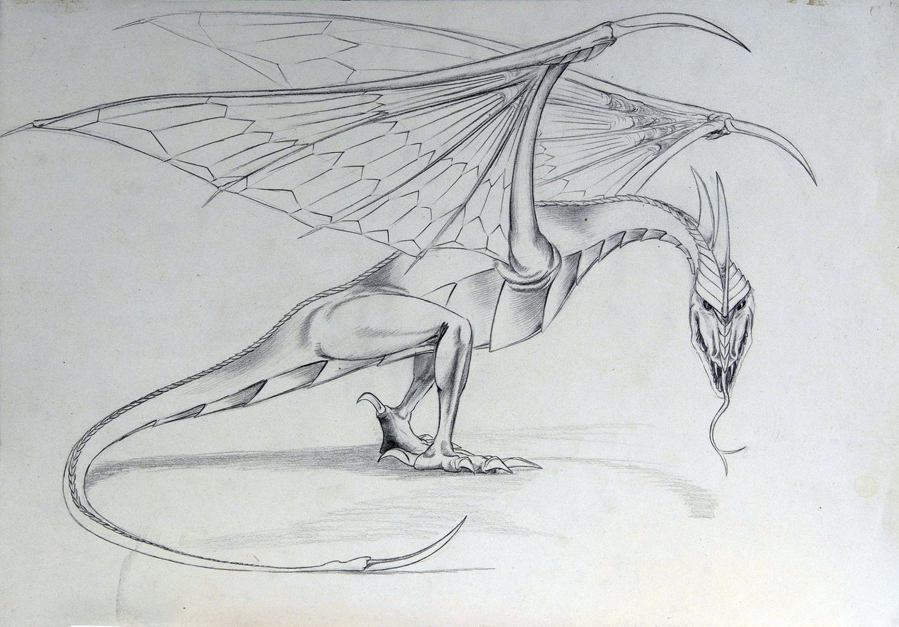 Criatura fantástica: Dragón. Boceto de Alessandro Lonati de Alessandro Lonati