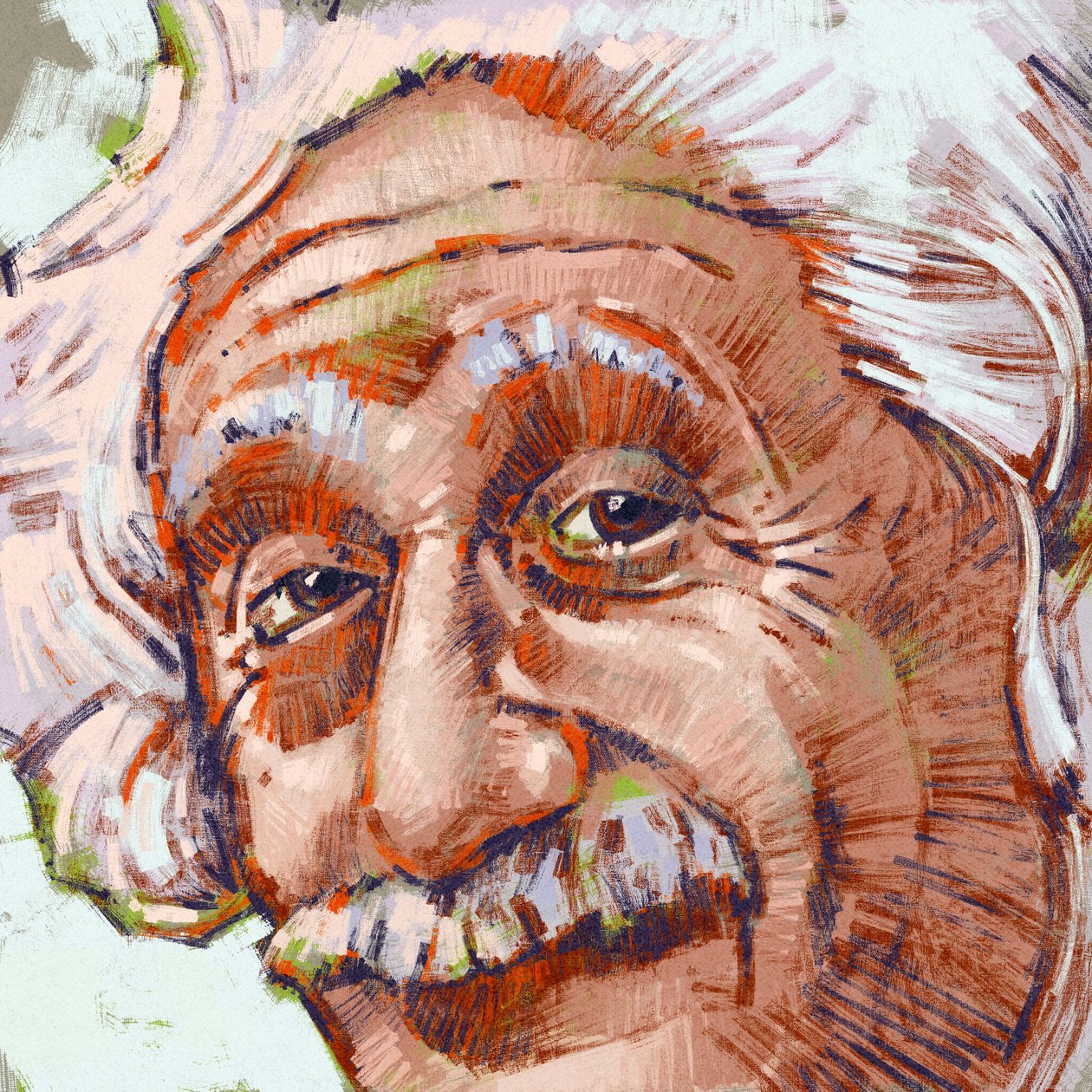 Retrato del científico Albert Einstein (ilustración) de Alessandro Lonati