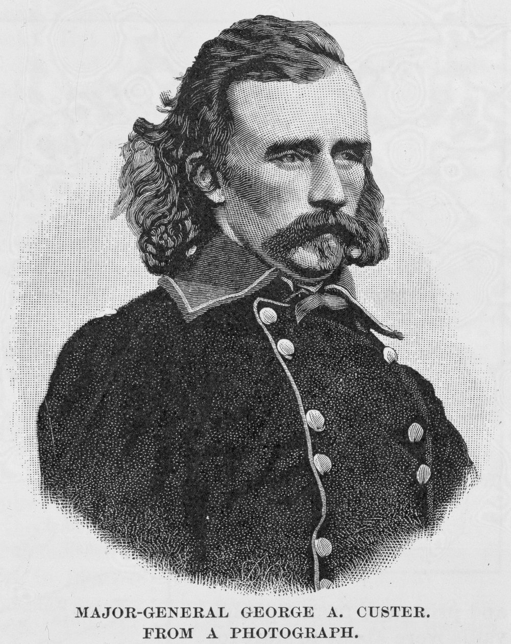 General Mayor George Armstrong Custer, grabado de una fotografía, ilustración de 