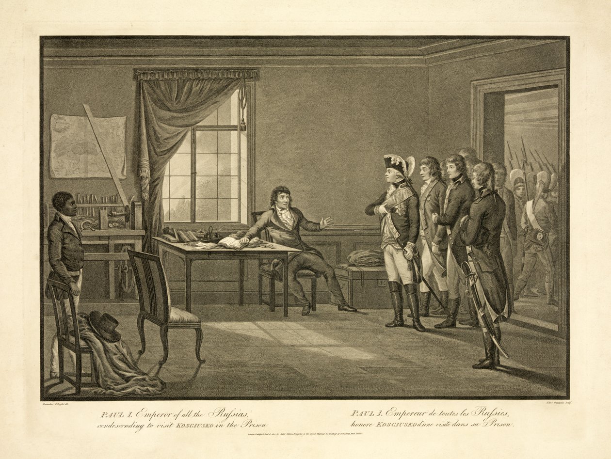 Pablo I, emperador de todas las Rusias, condescendiendo a visitar a Kościuszko en la prisión, 1801 de Alexander Ortowski