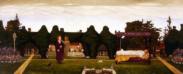 El jardín místico, c.1910 (oi sobre tabla) de Alexander Abdo