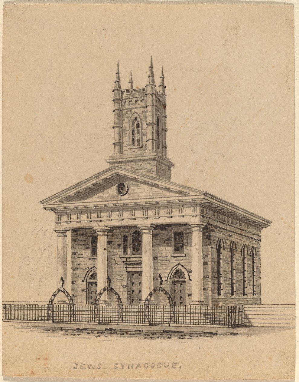 Sinagoga judía, N.Y. de Alexander Jackson Davis