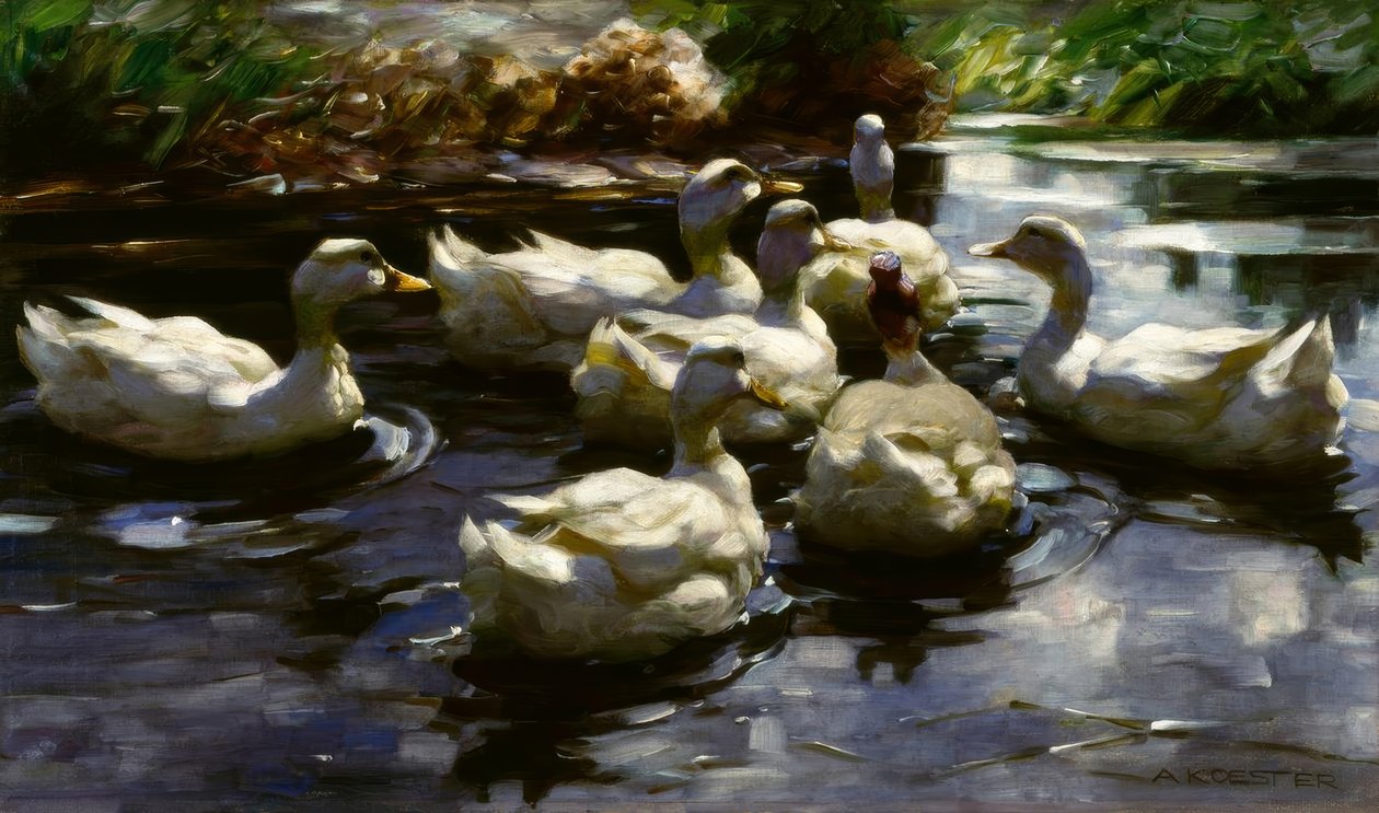 A.Koester, Patos en el estanque de Alexander Köster