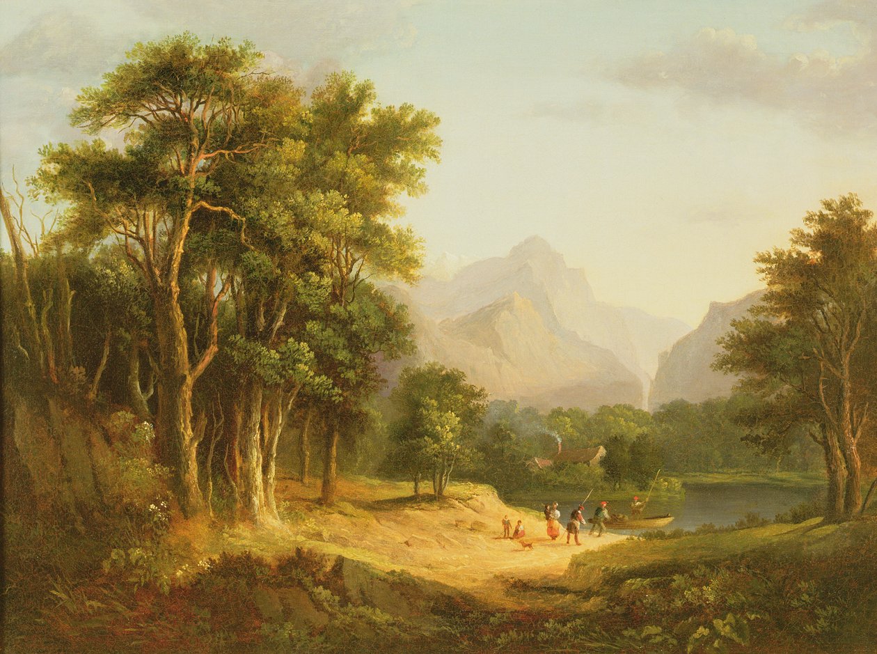 Paisaje de las Tierras Altas con Figuras de Alexander Nasmyth