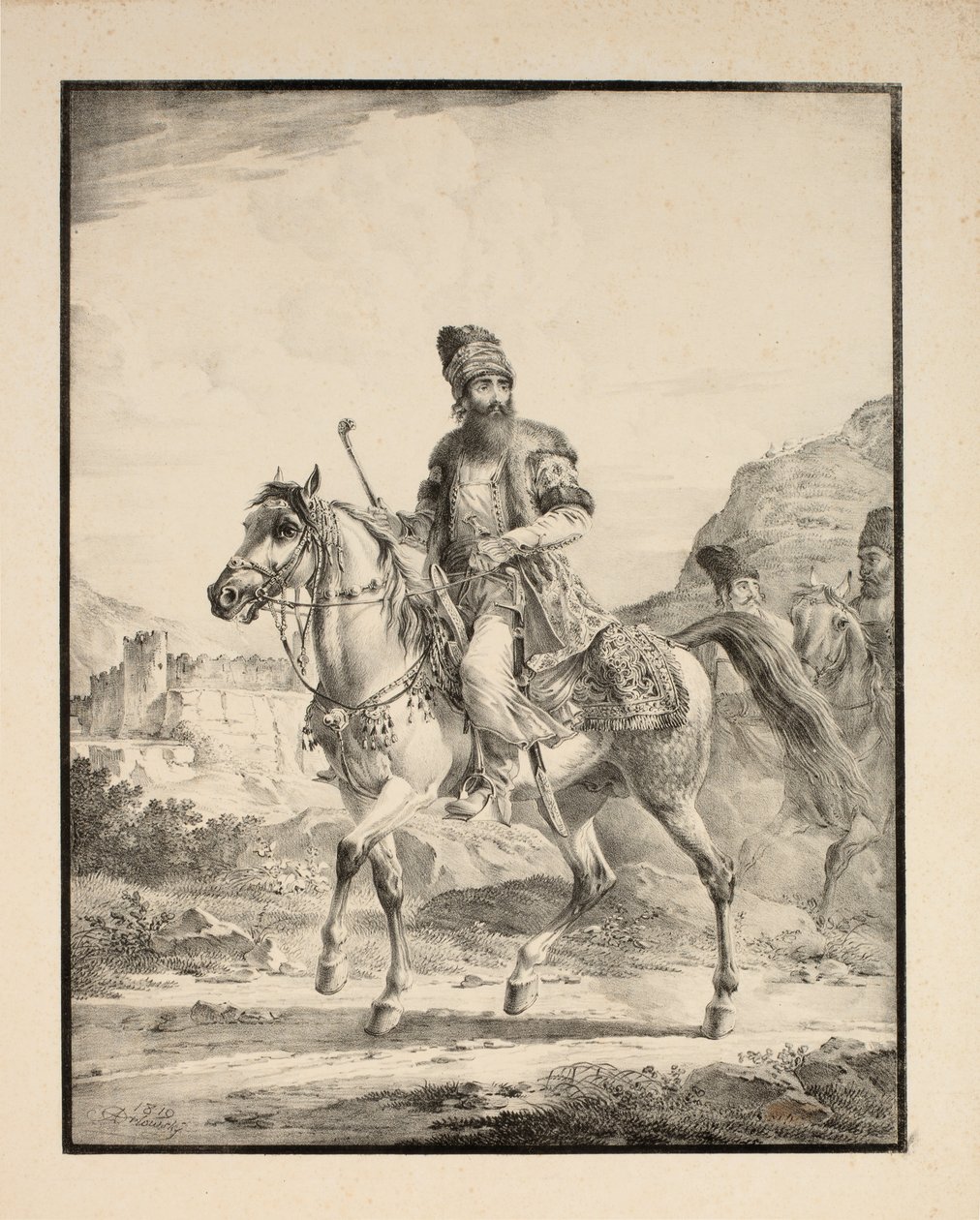 Persa a caballo, 1820 de Alexander Orlowski