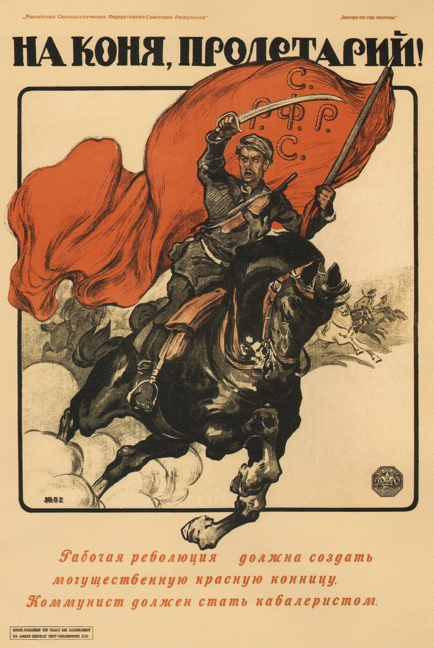 ¡A caballo, proletario! Póster, 1918 de Alexander Petrovich Apsit