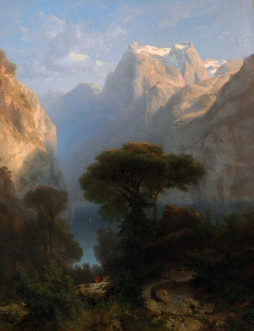 Alemán: Vierwaldstätter See Lake Lucerne (1853) de Alexandre Calame