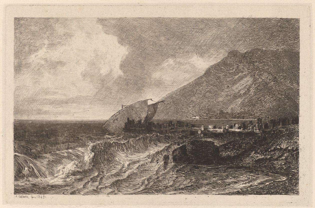 Naufragio en una costa de Alexandre Calame