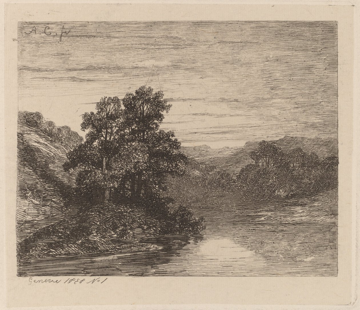 Árboles junto a un río de Alexandre Calame