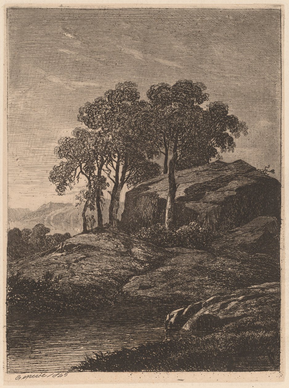 Árboles junto a una Roca de Alexandre Calame