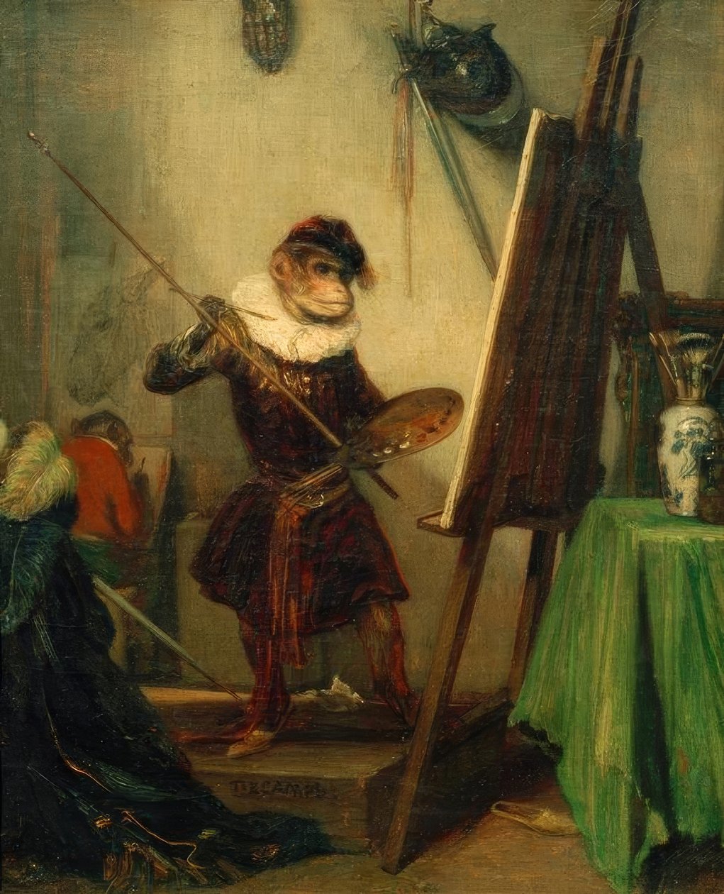 Mono como pintor de Alexandre Gabriel Decamps