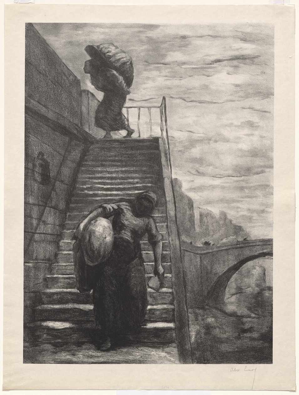 Lavanderas bajando una escalera Quai de Alexandre Lunois