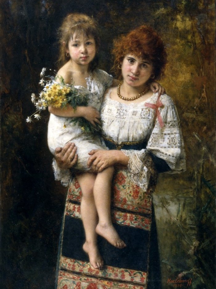 Mujer y niño de Alexei Harlamov