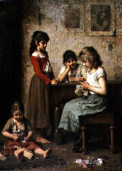 La joven costurera de Alexei Alexevich Harlamoff