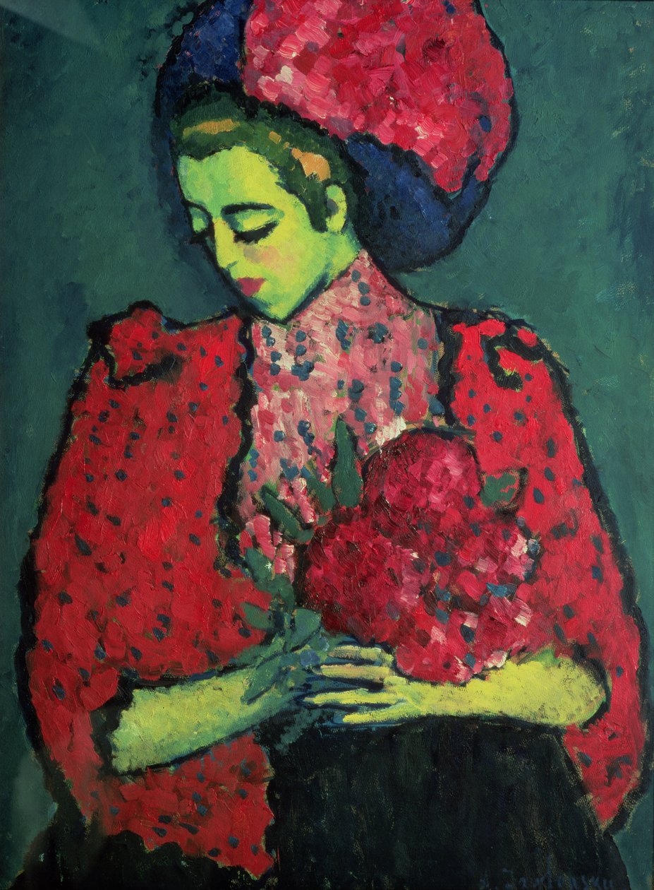 Joven con peonías, 1909 de Alexej von Jawlensky