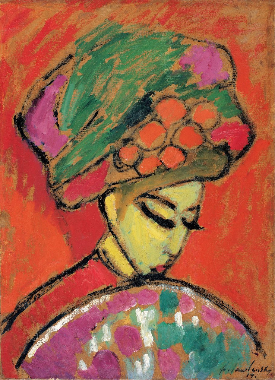 Joven con sombrero floreado de Alexej von Jawlensky