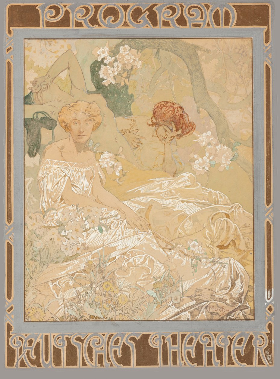 Deutsches Schauspielhaus. Programa de teatro, 1908 de Alfons Marie Mucha