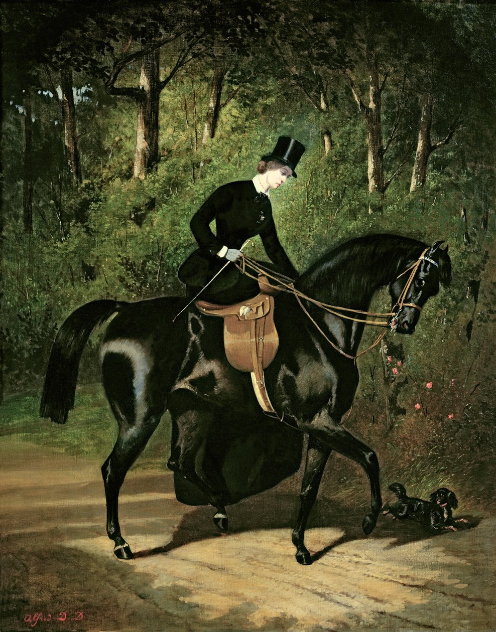 La jinete Kipler en su yegua negra de Alfred Dedreux