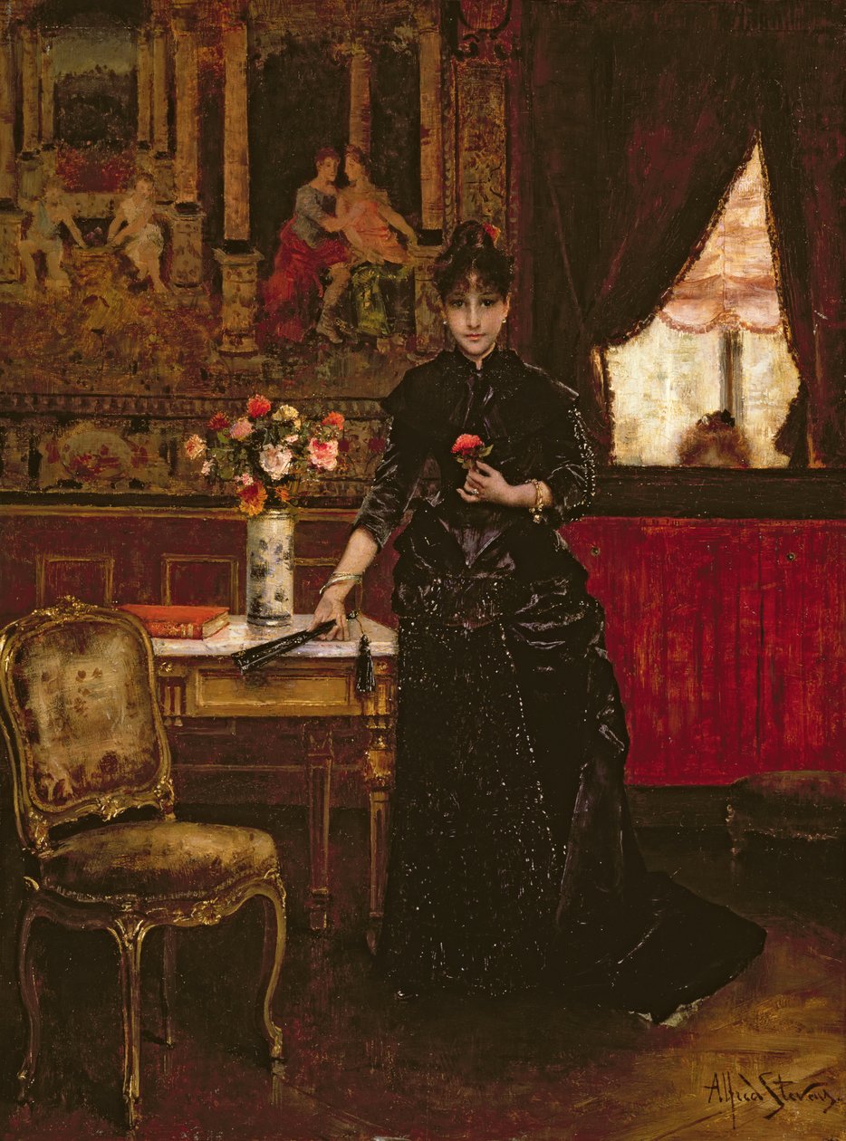 Mujer con un clavel de Alfred Emile Stevens