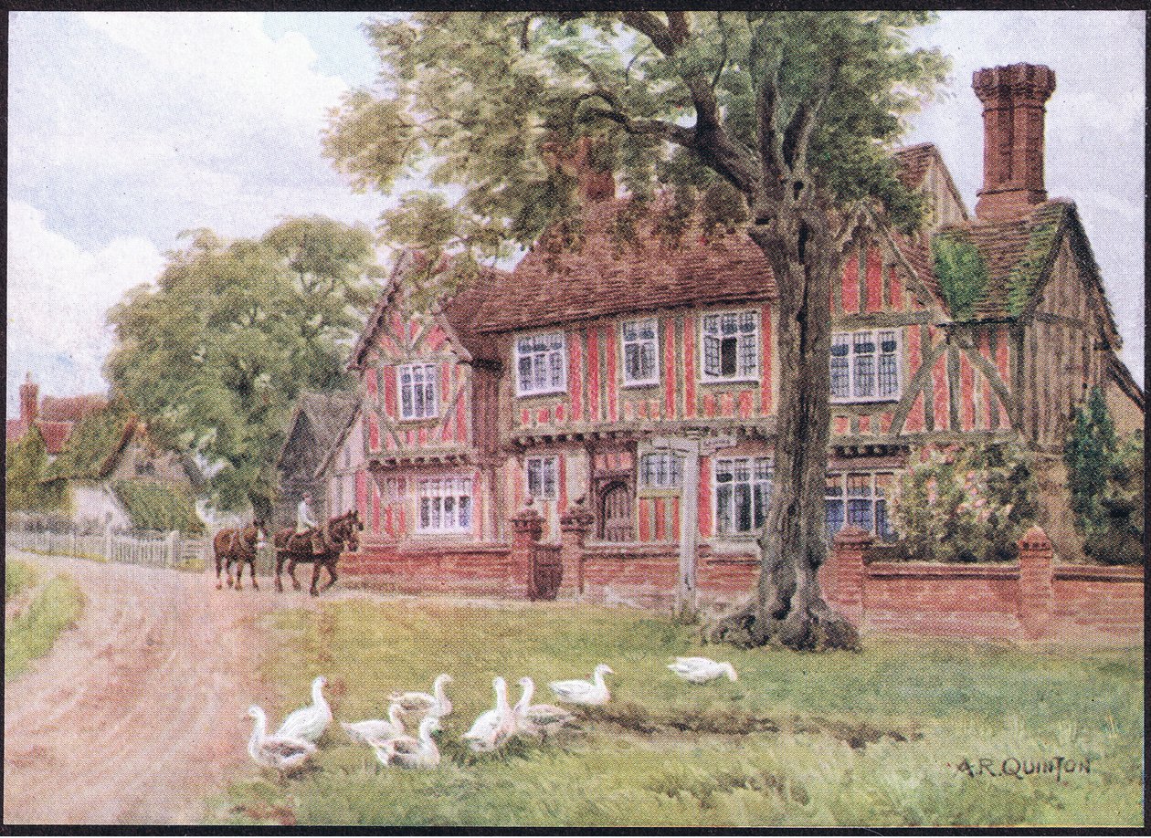 Casa de campo, Brent Eleigh, Suffolk, de The Cottages and the Village Life of Rural England publicado por Dent & Sons Limited, 1912 de Alfred Robert Quinton