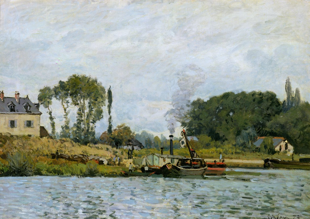 Barcos en la esclusa de Bougival, 1873 de Alfred Sisley