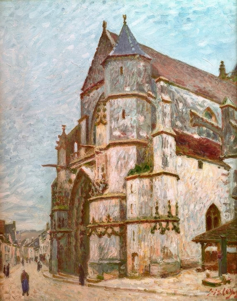 Iglesia en Moret en invierno de Alfred Sisley