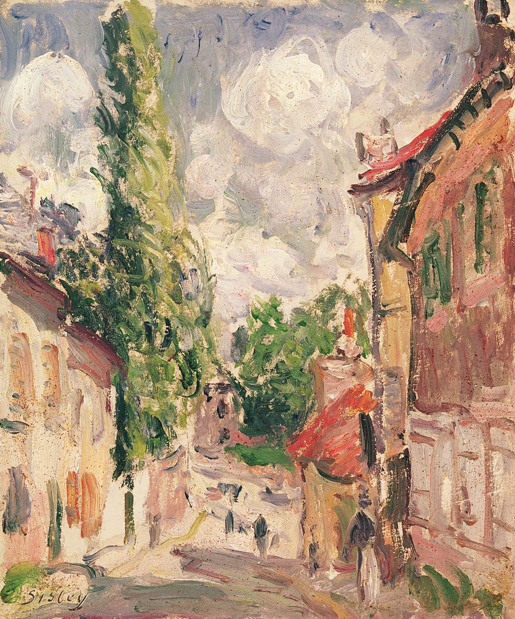 Camino en un pueblo de Alfred Sisley