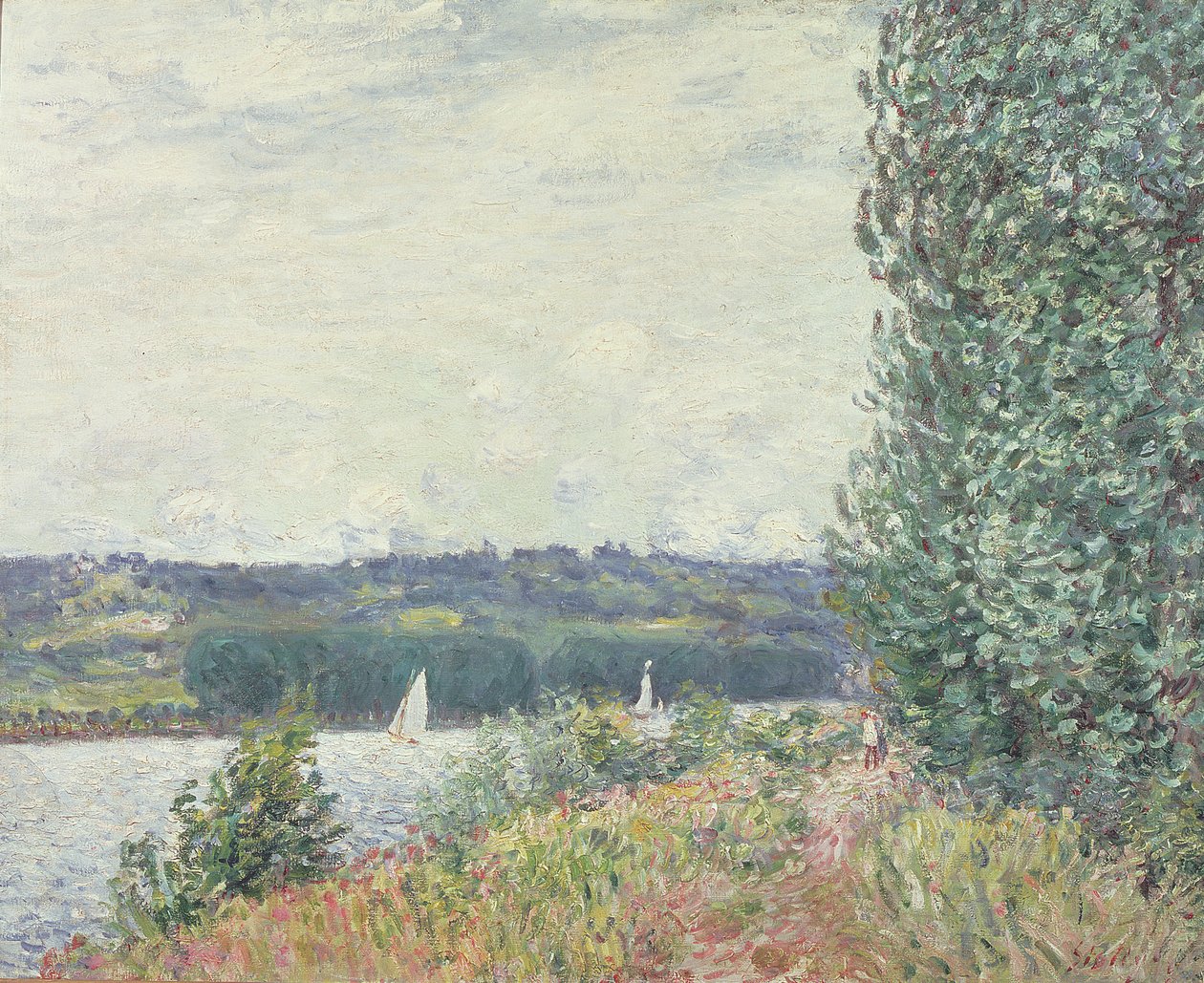 El Sena en Bouille, una ráfaga de viento, 1894 de Alfred Sisley