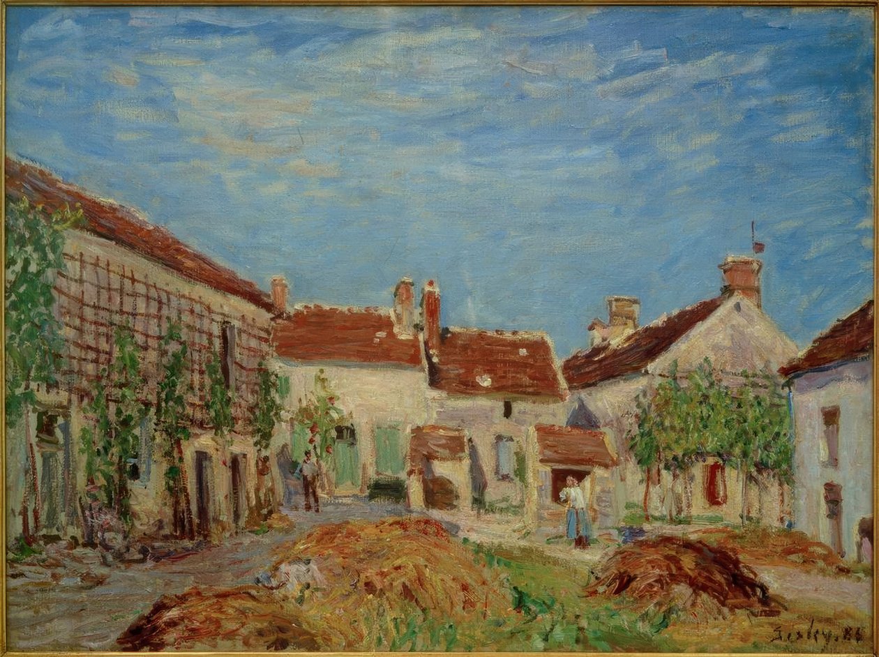 Un patio en Sablons de Alfred Sisley