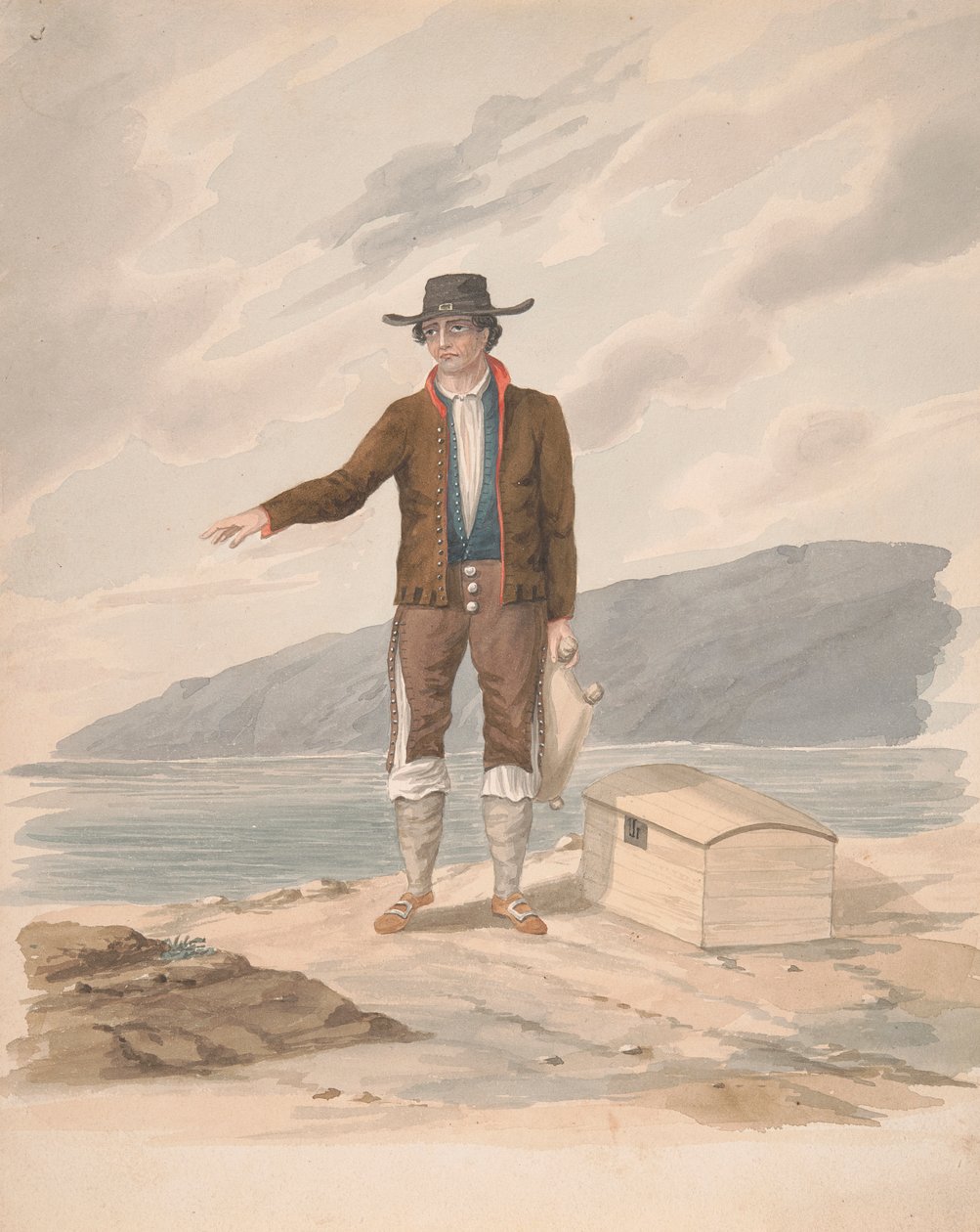 Hombre de pie en la orilla del mar - Hierro de Alfred Diston