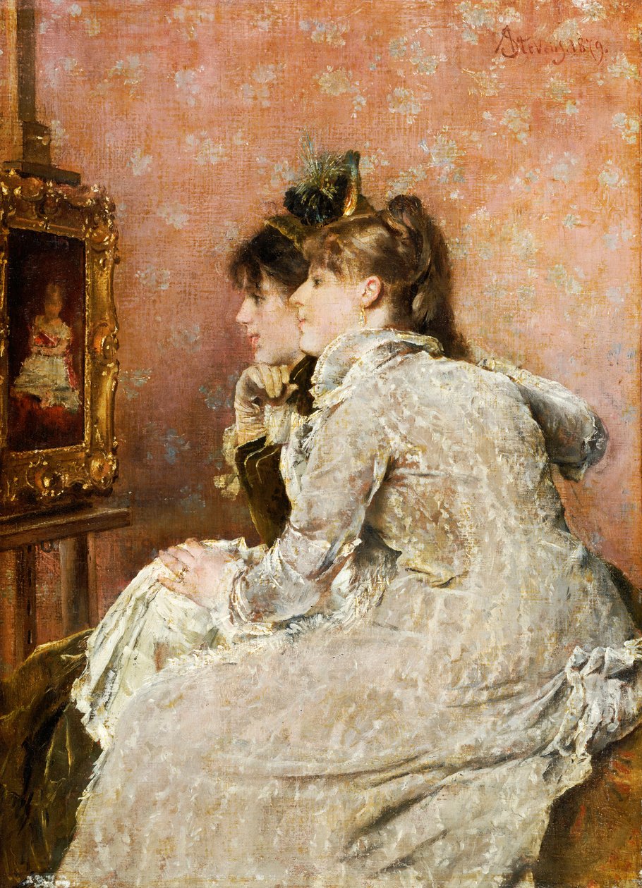 Admirando el retrato, 1879 de Alfred Emile Stevens