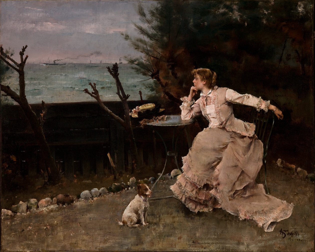 En pensamiento profundo de Alfred Emile Stevens