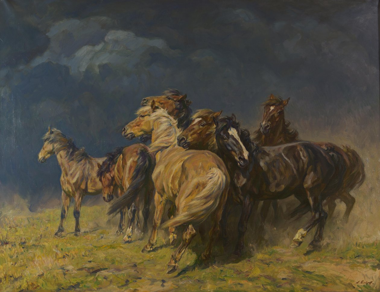 Caballos en un vendaval de Alfred Roloff