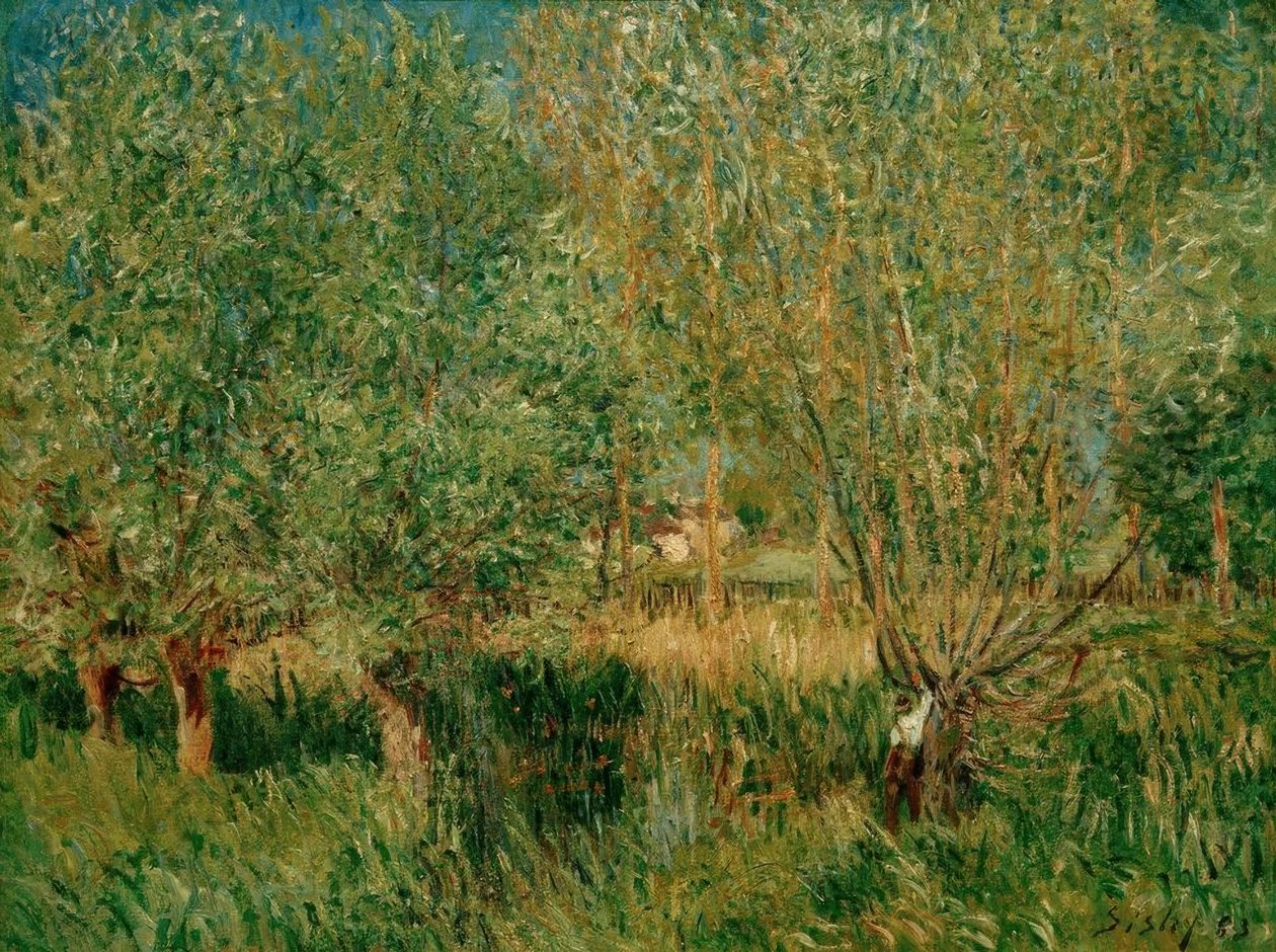 A. Sisley, sauces en la orilla del Orvanne de Alfred Sisley