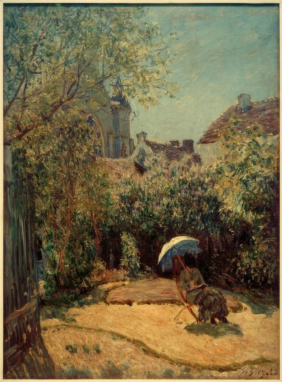 Mujer con sombrilla - Escena de verano de Alfred Sisley
