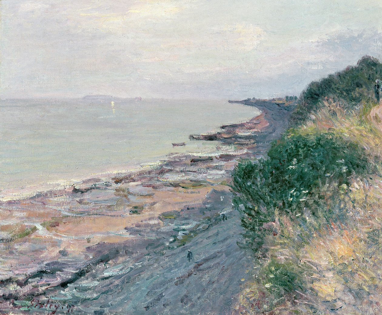 El acantilado de Penarth, atardecer, marea baja de Alfred Sisley