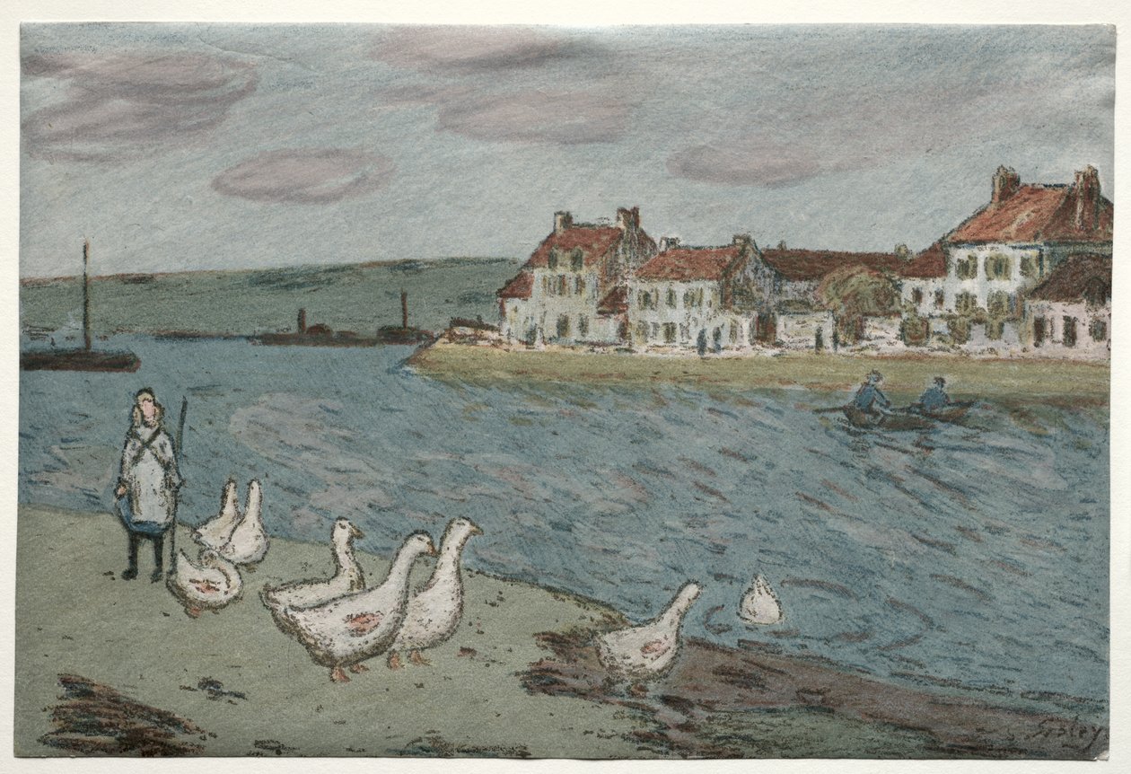La orilla del río o Gansos de Alfred Sisley