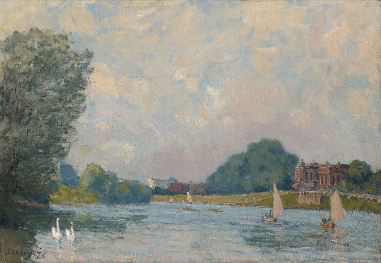 El Támesis en Hampton Court, 1874 de Alfred Sisley
