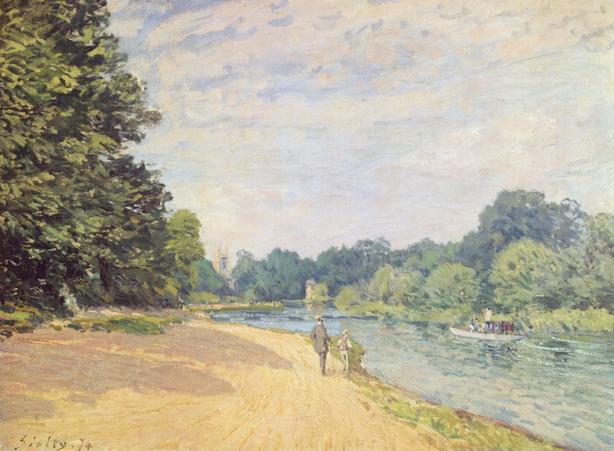 El Támesis con la iglesia de Hampton, 1874 de Alfred Sisley