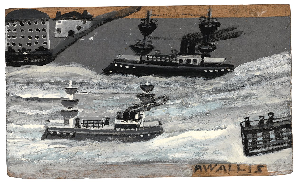 Cañoneras en tiempo de guerra, c.1855-1942 (óleo sobre tabla) de Alfred Wallis