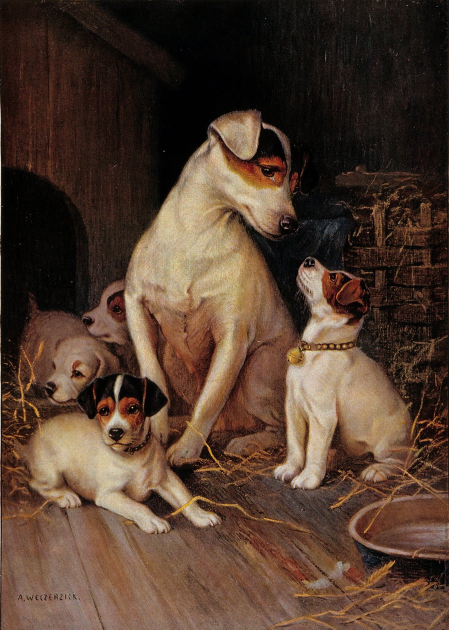 La niña y sus perros (impresión) de Alfred Weczerzick
