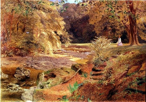 Dama junto a un Arroyo Rocoso de Alfred William Hunt
