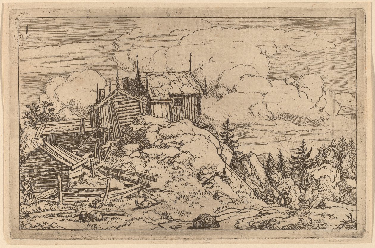 Hamlet en una colina de Allart van Everdingen