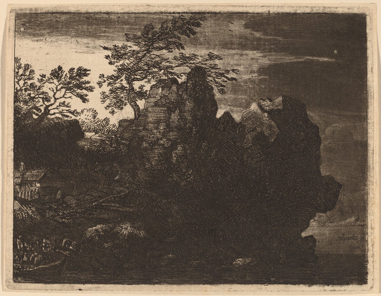 Gran roca en el río de Allart van Everdingen