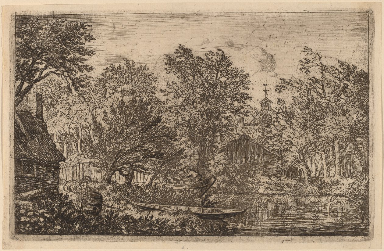 Bote en la orilla del río de Allart van Everdingen