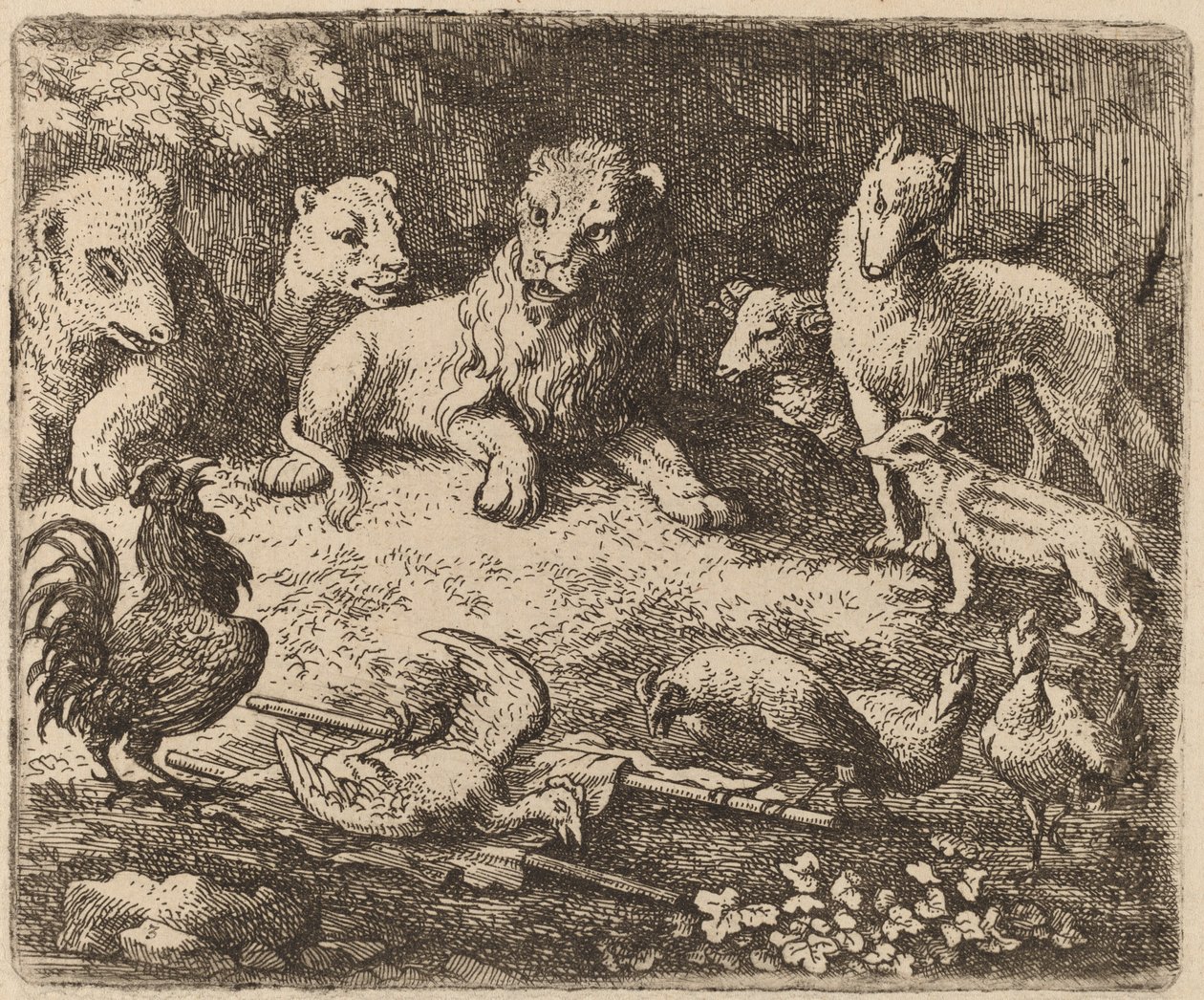 El gallo carga contra Reynard de Allart van Everdingen