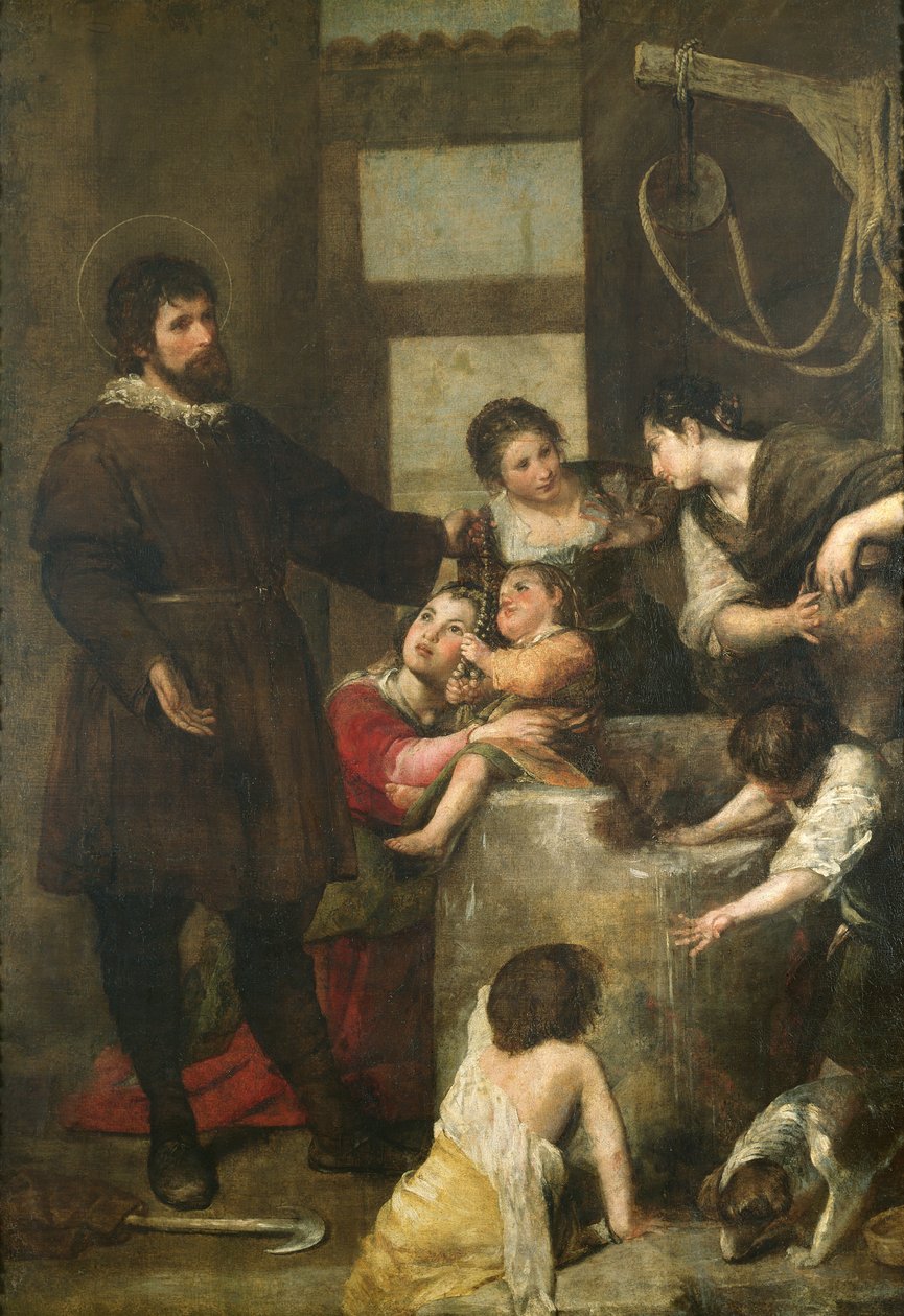 San Isidro salva a un niño que había caído en un pozo, 1646-48 de Alonso Cano