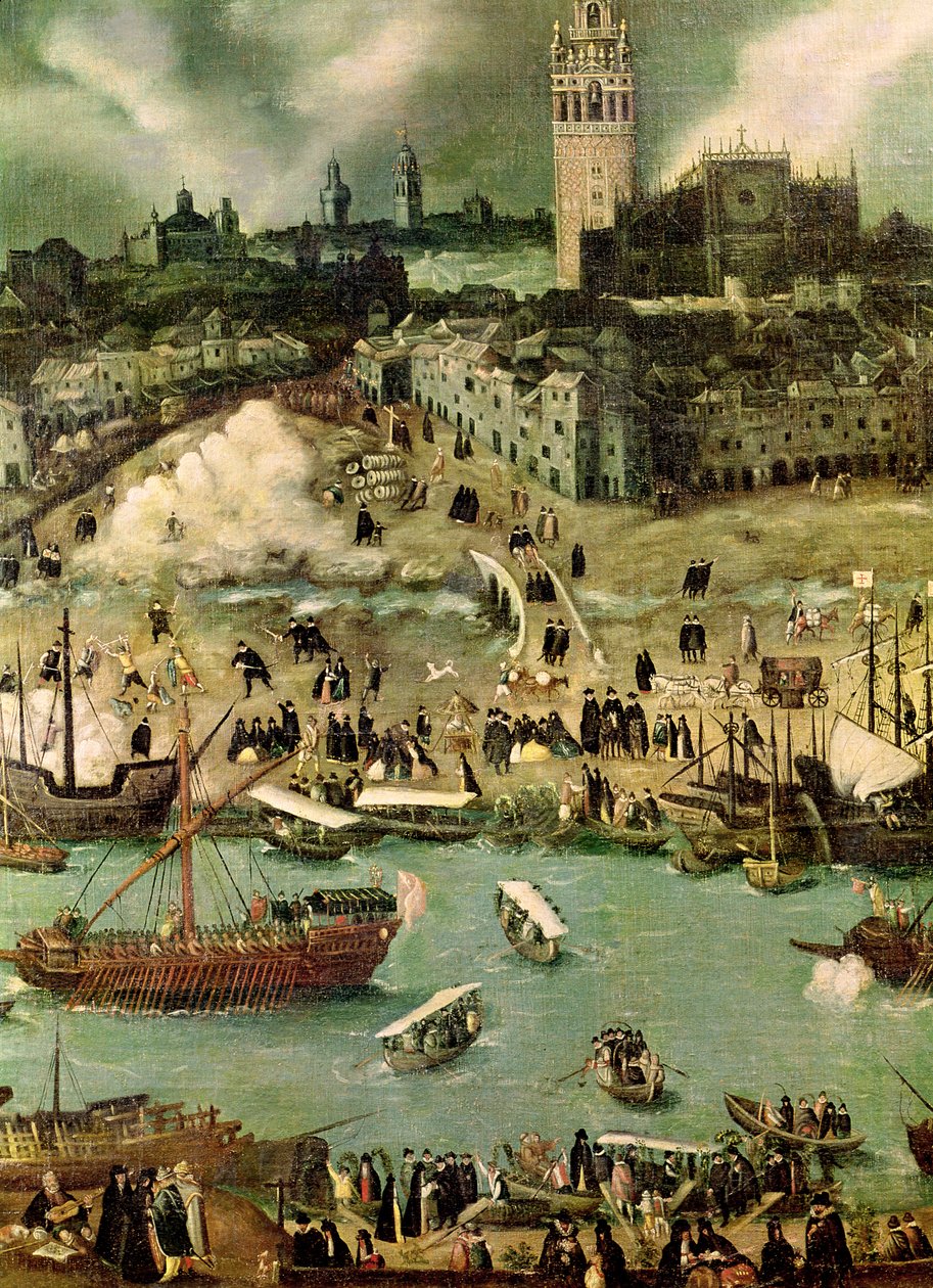 El Puerto de Sevilla, c.1590 (detalle) de Alonso Sánchez Coello